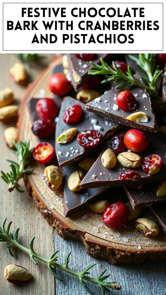 Festive Chocolate Bark With Cranberries and Pistachios