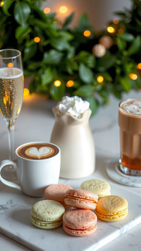 festive macaroon drink pairings