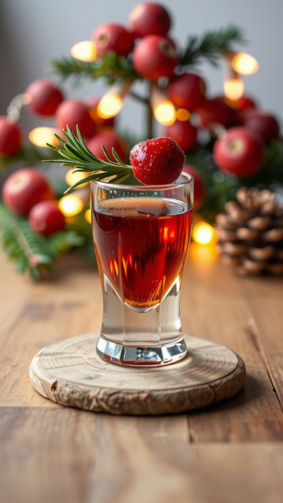 festive whiskey shooter presentation