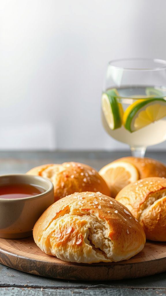 fluffy rolls sparkling water