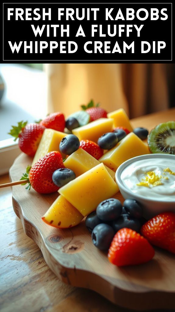 Fresh Fruit Kabobs With a Fluffy Whipped Cream Dip
