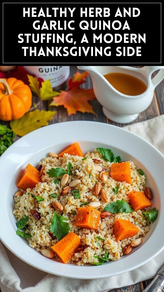 Healthy Herb and Garlic Quinoa Stuffing, a Modern Thanksgiving Side