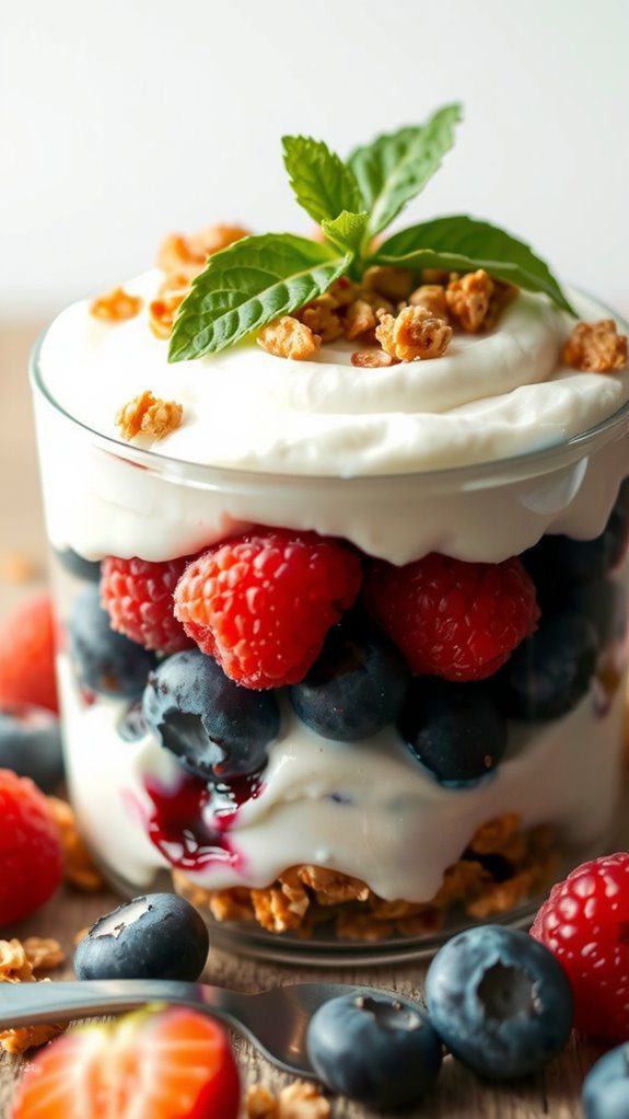layered yogurt parfait presentation