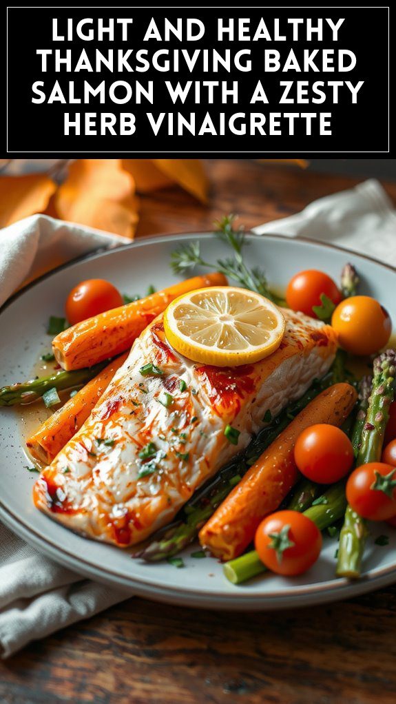 Light and Healthy Thanksgiving Baked Salmon With a Zesty Herb Vinaigrette
