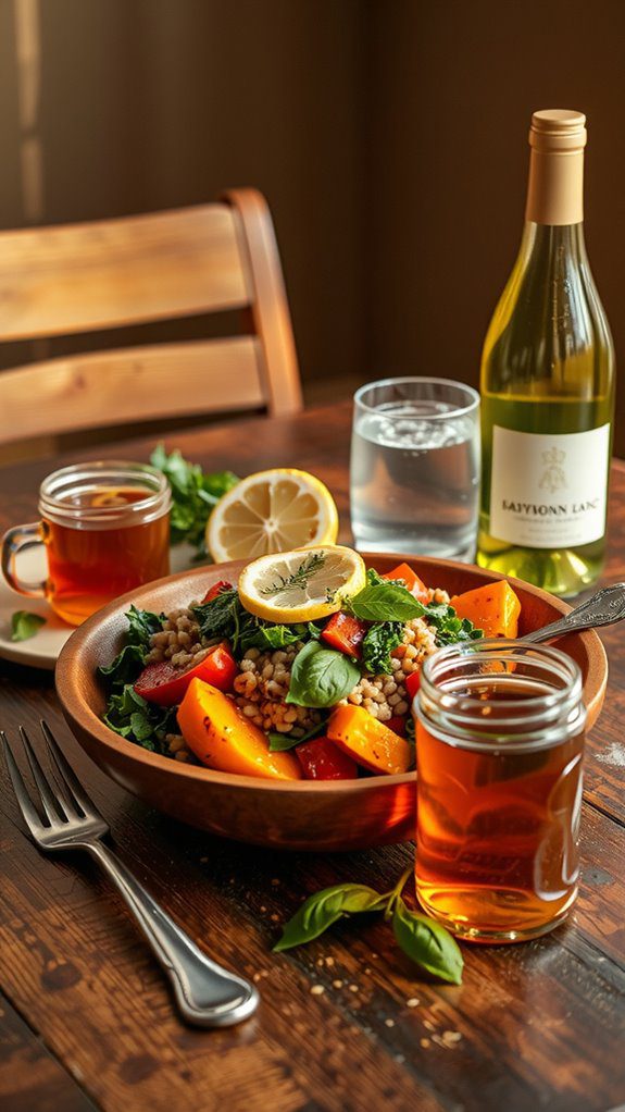 pair hearty salad drinks