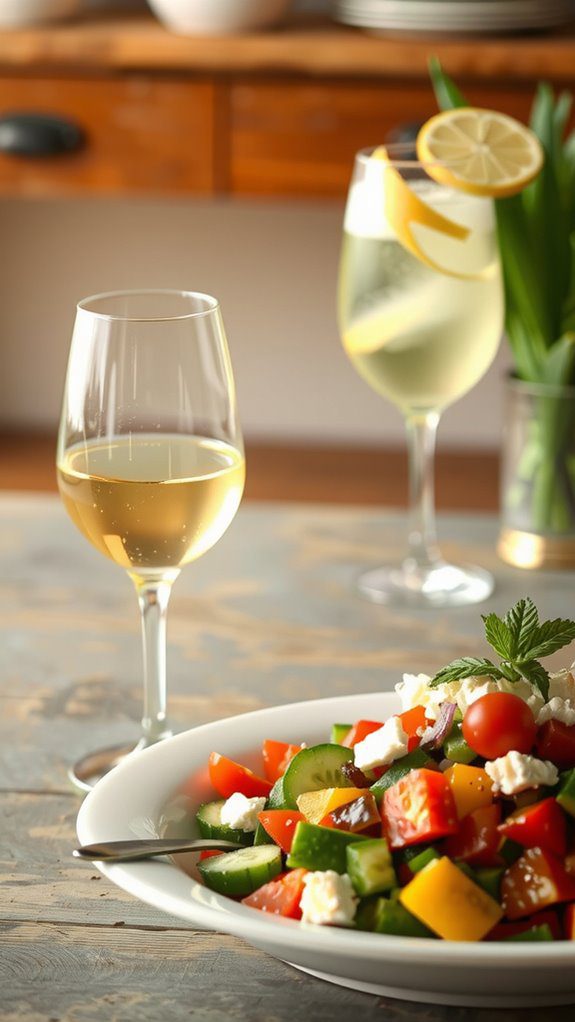 pairing drinks with salad