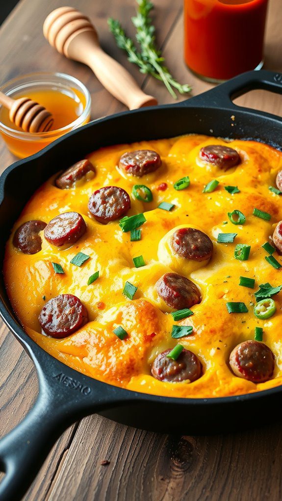 rustic skillet with garnishes