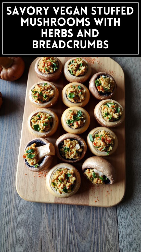 Savory Vegan Stuffed Mushrooms With Herbs and Breadcrumbs
