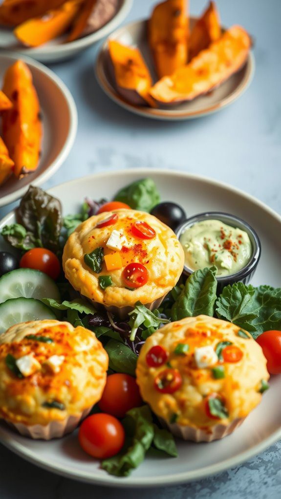savory muffins with salads