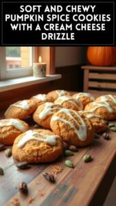 Soft and Chewy Pumpkin Spice Cookies With a Cream Cheese Drizzle