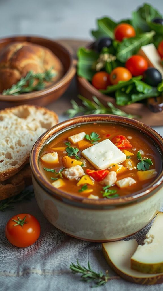 soup salad bread cheese