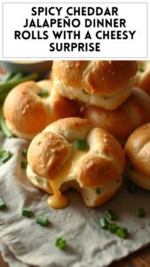 Spicy Cheddar Jalapeño Dinner Rolls With a Cheesy Surprise