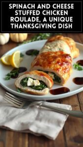 Spinach and Cheese Stuffed Chicken Roulade, a Unique Thanksgiving Dish