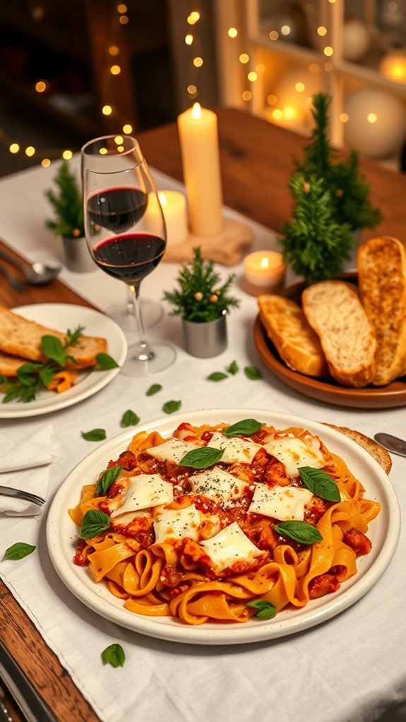 baked ziti with garlic bread