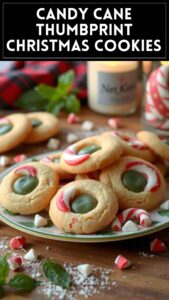 Candy Cane Thumbprint Christmas Cookies