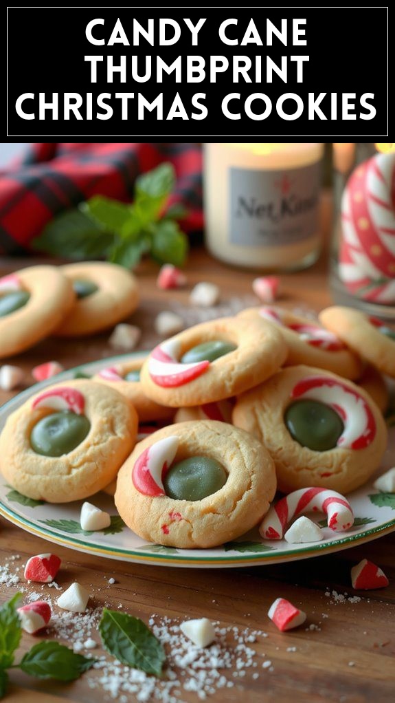 Candy Cane Thumbprint Christmas Cookies