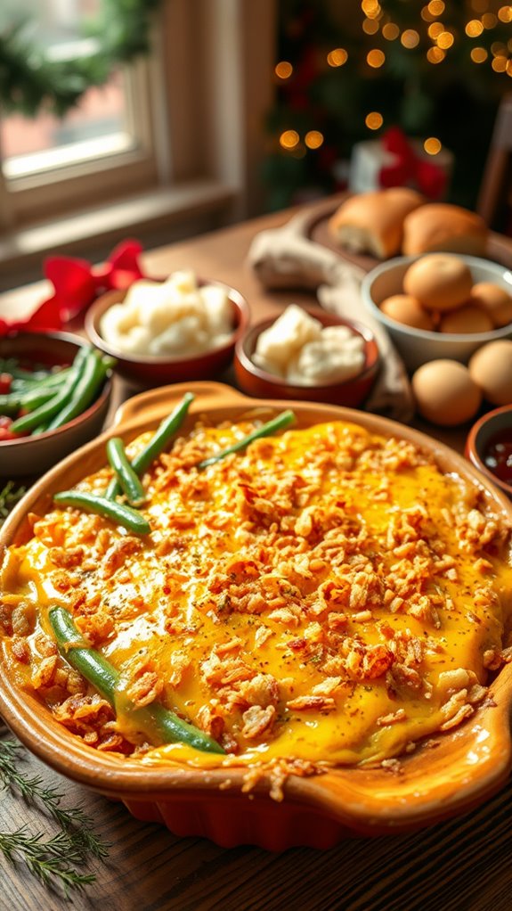 cheesy holiday green bean casserole