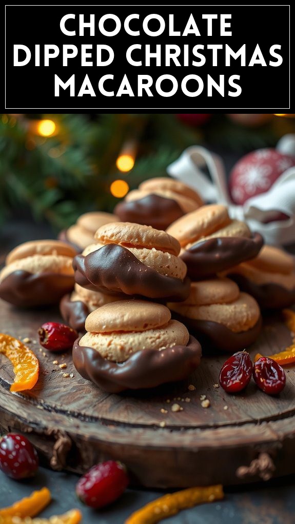 Chocolate Dipped Christmas Macaroons