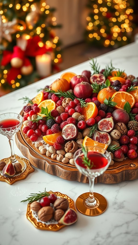 colorful fruit nut platter