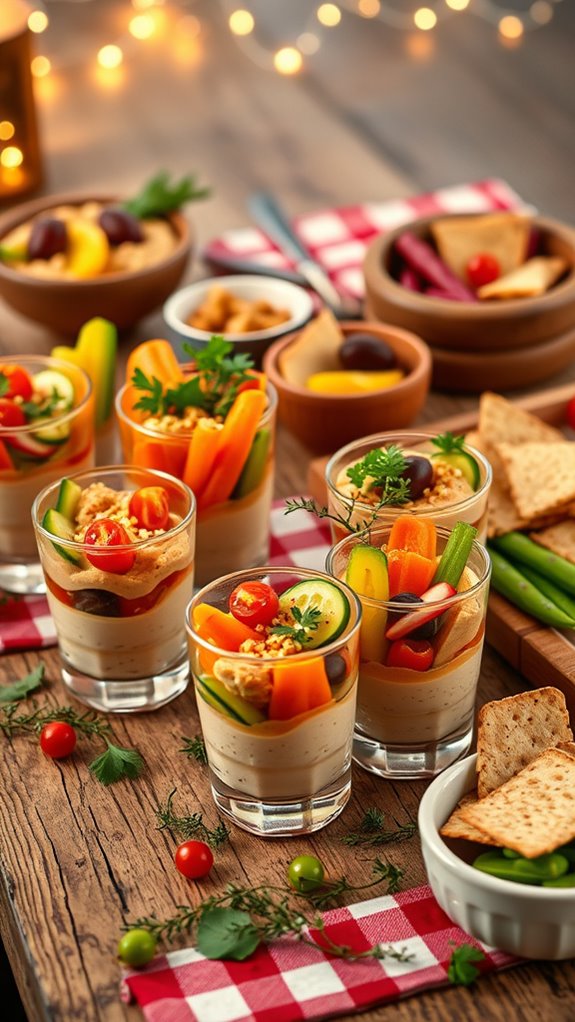 colorful veggie and hummus cups