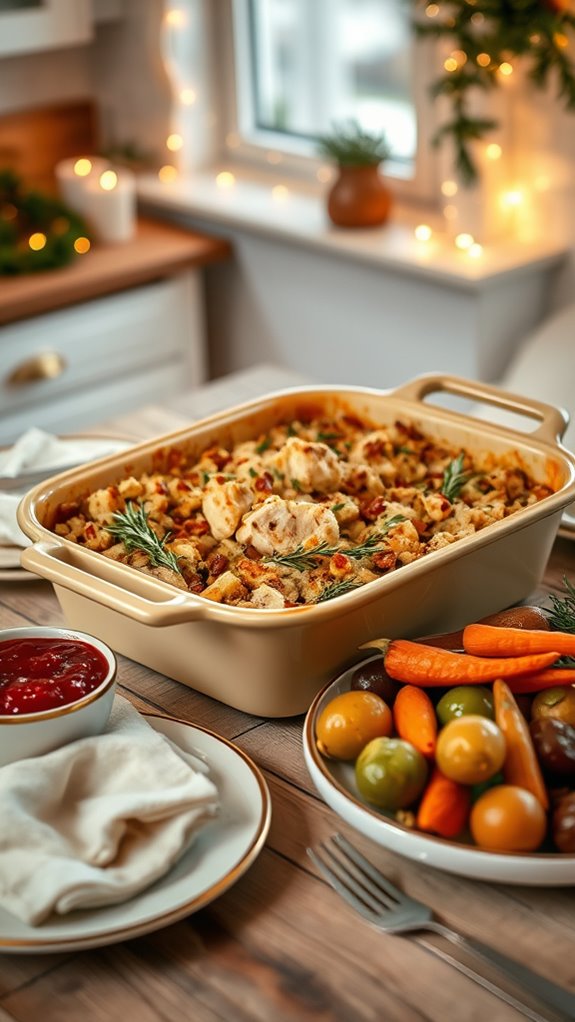 comforting chicken stuffing casserole
