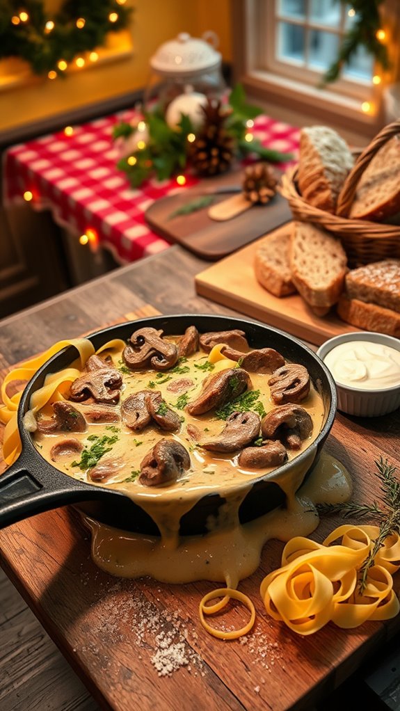 cozy christmas beef stroganoff