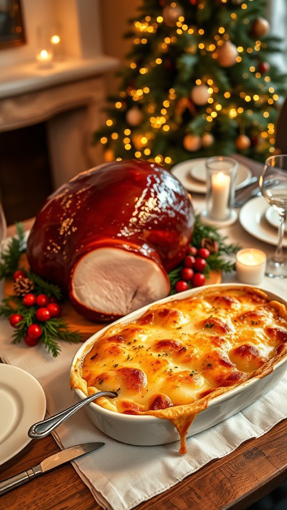 cozy ham and cheesy potatoes