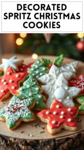 Decorated Spritz Christmas Cookies