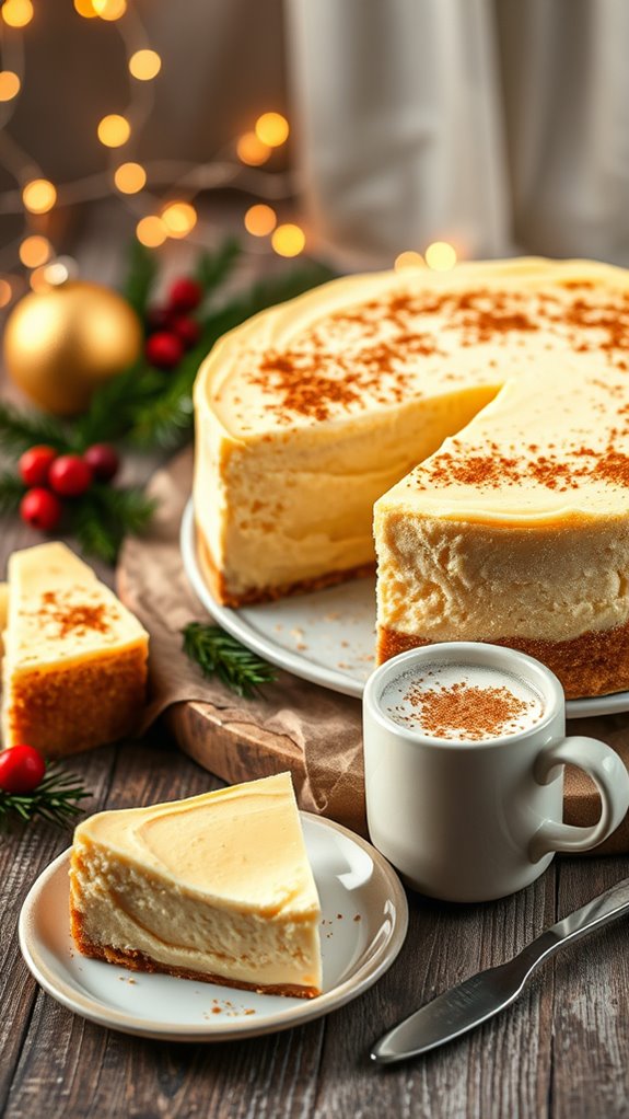 festive eggnog cheesecake recipe