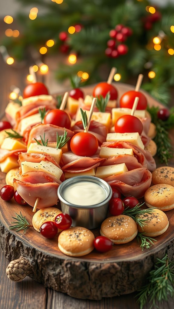 festive ham cheese skewers