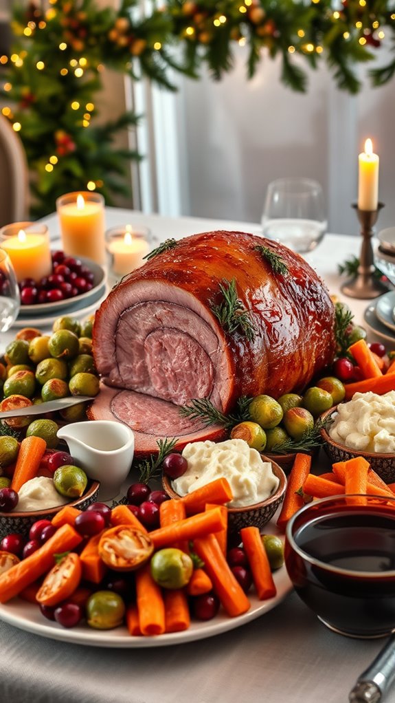 festive ham with sides
