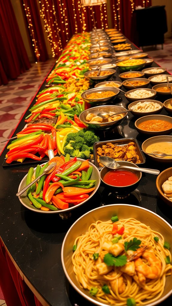 festive interactive stir fry buffet
