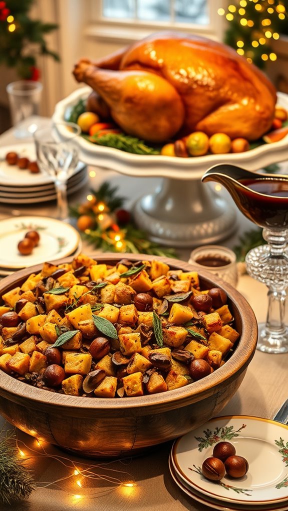 festive mushroom chestnut stuffing