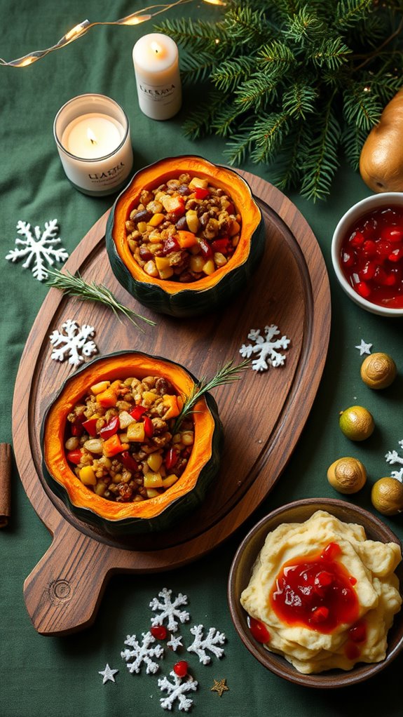 festive quinoa stuffed acorn squash