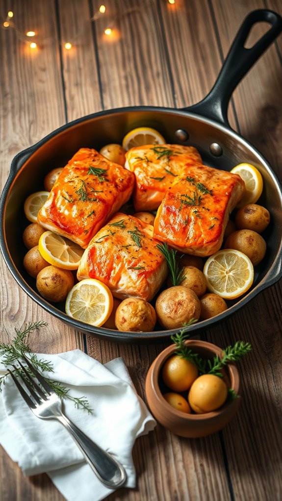 festive salmon and potatoes