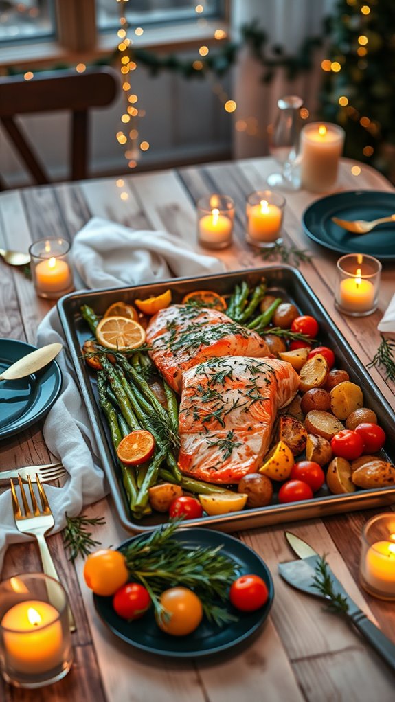 festive salmon sheet pan