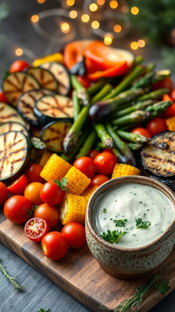 grilled vegetables with herb dip