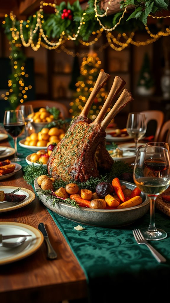 herb crusted lamb with vegetables