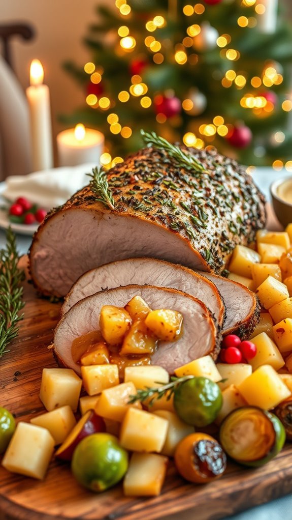 herb crusted pork with chutney