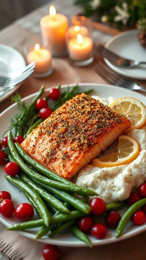 herb crusted salmon dish
