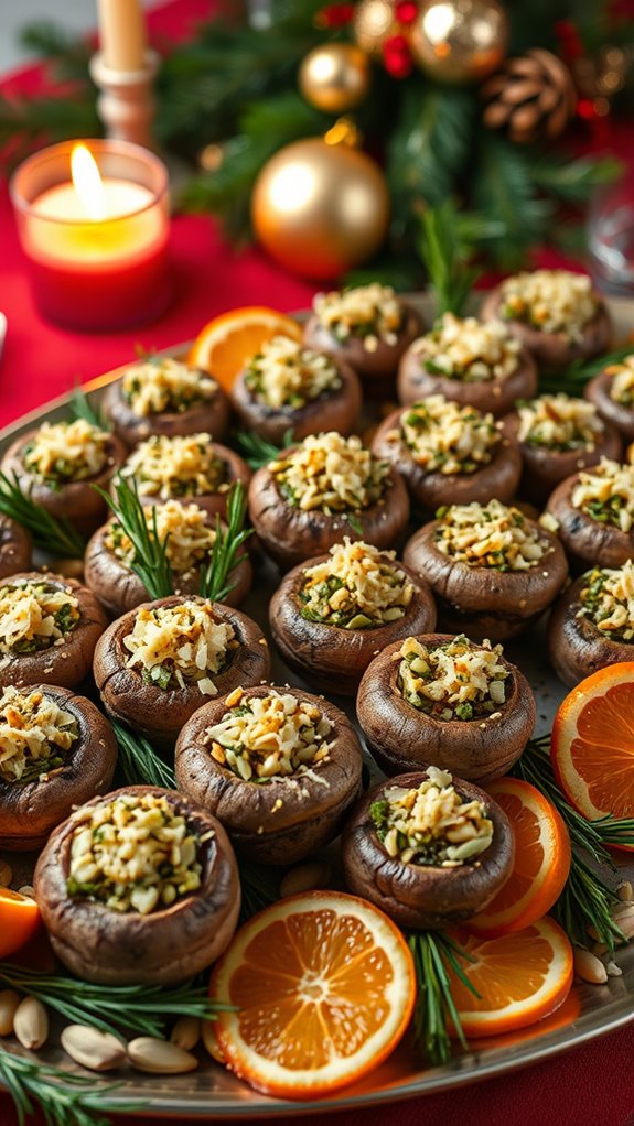 herb filled parmesan mushroom bites