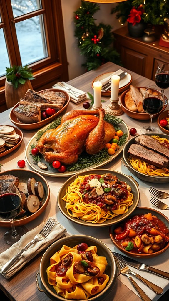 italian festive meat pasta