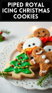 Piped Royal Icing Christmas Cookies