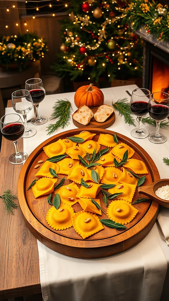 pumpkin ravioli with sage