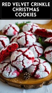 Red Velvet Crinkle Christmas Cookies