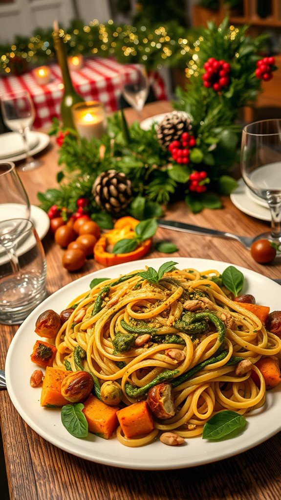 roasted vegetable pesto pasta