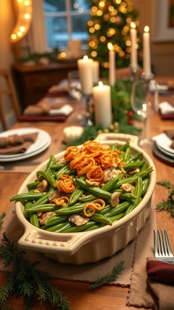savory festive green bean casserole