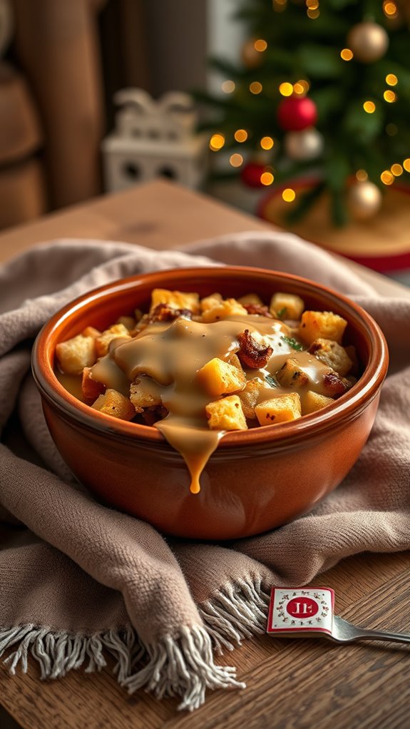 savory stuffing with gravy