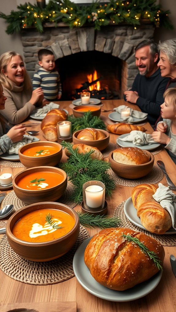 warm soup and garlic bread