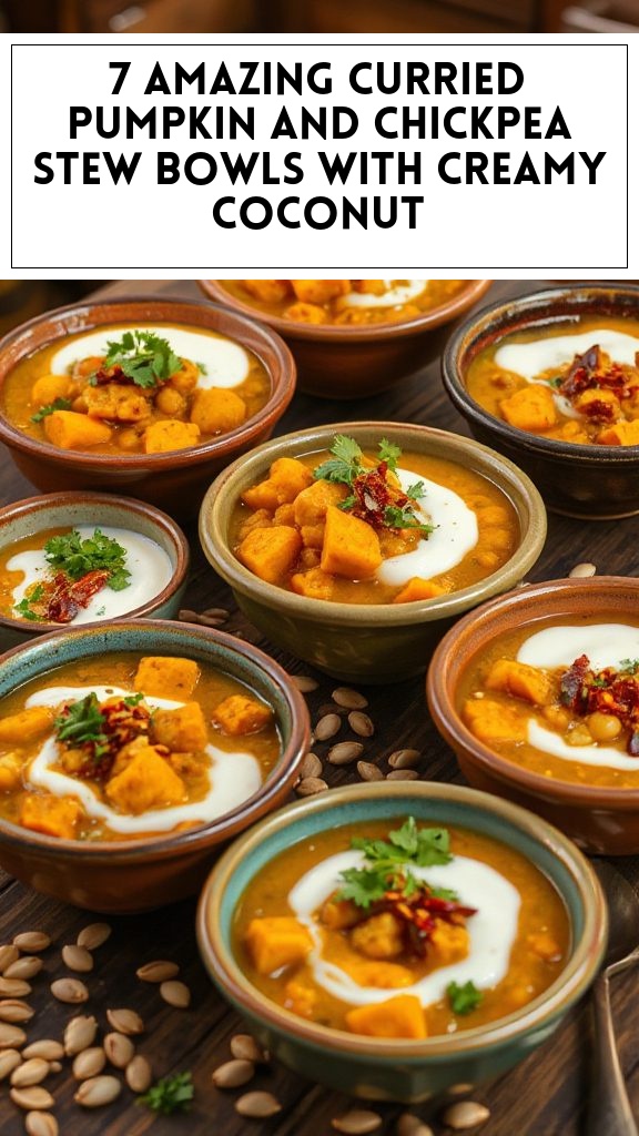 7 Amazing Curried Pumpkin and Chickpea Stew Bowls With Creamy Coconut